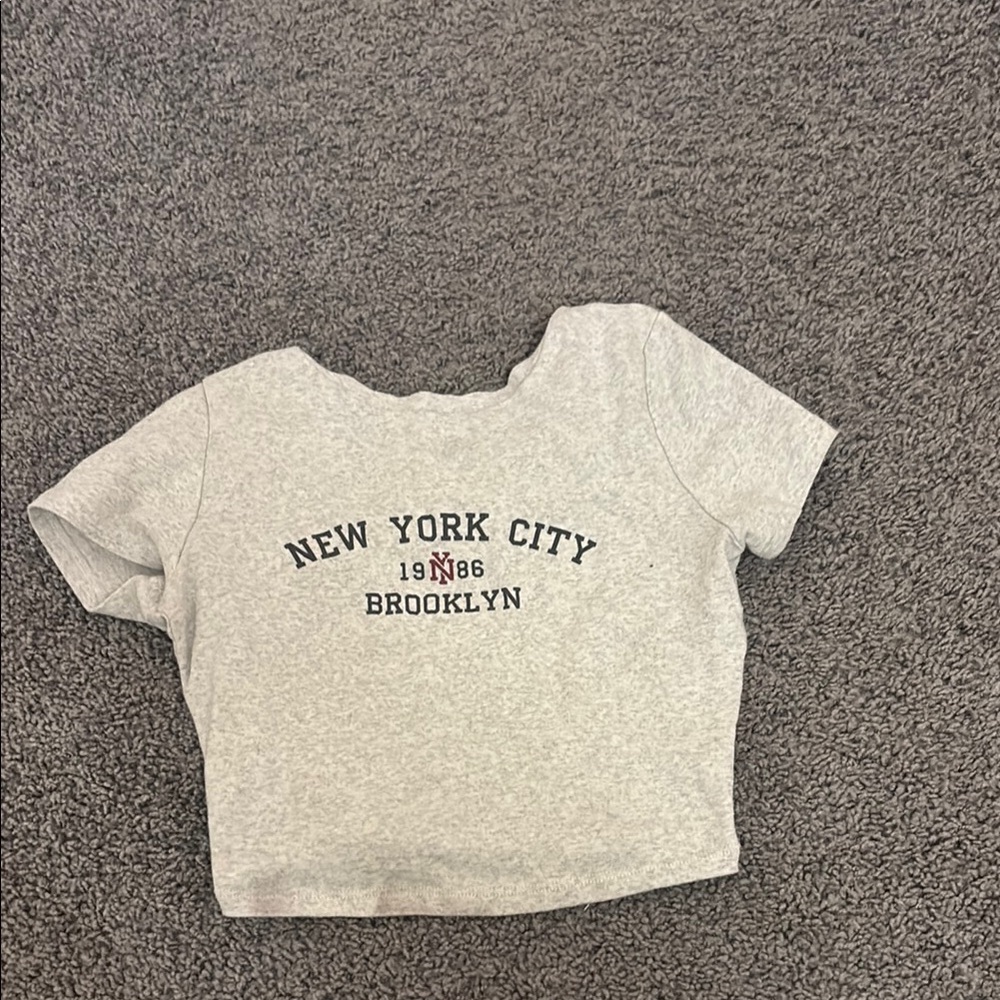 Gray New York City Brooklyn Crop Top